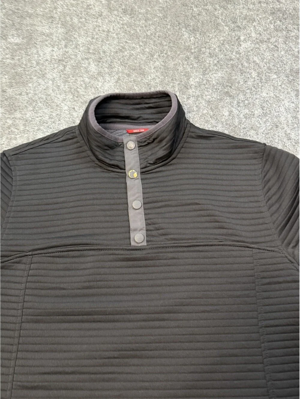 Gerry Men’s M Black Ribbed Fleece Snap Pullover Mock Neck with Kangaroo Pocket